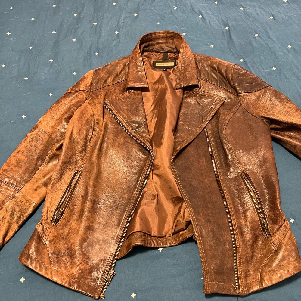 Brown Leather Moto Jacket